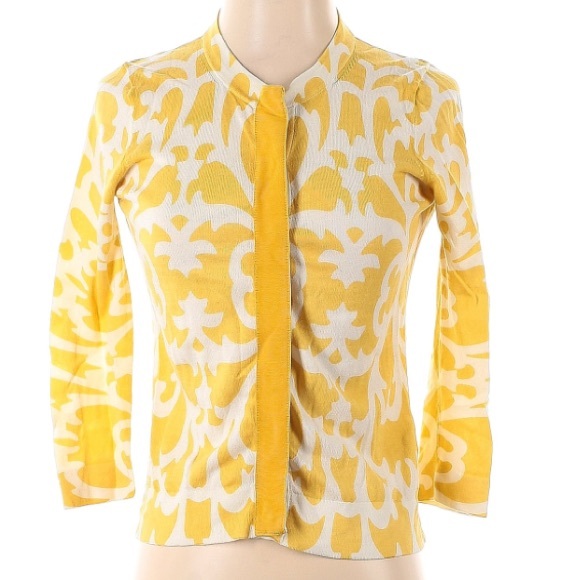 J.Crew Yellow and White Patterned Cardigan